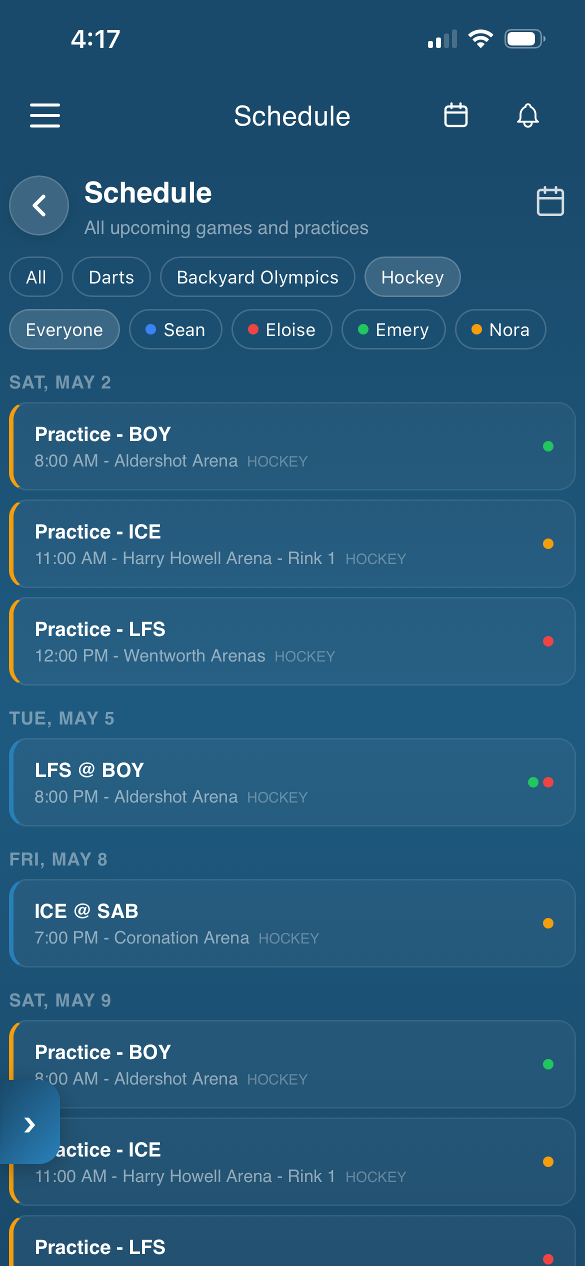 Family Hub Schedule